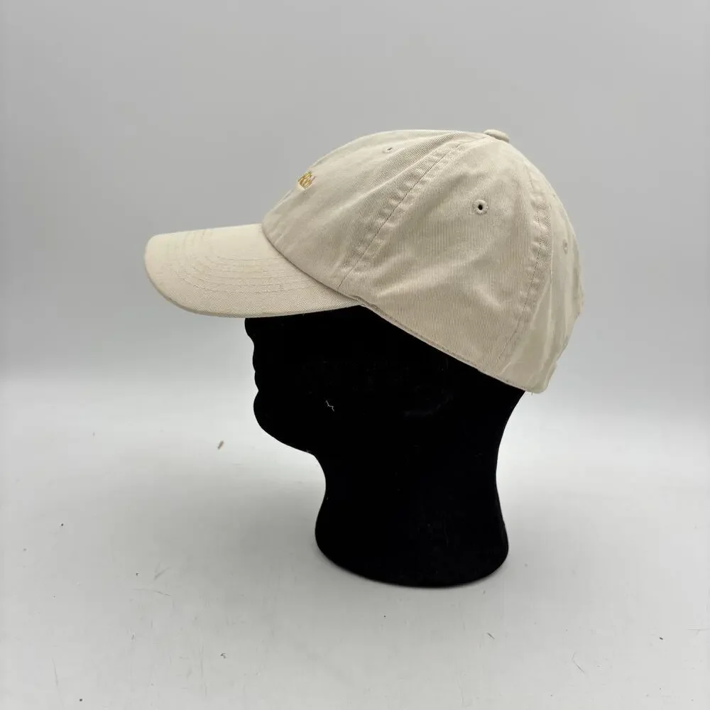 Sporty & Rich Logo Dad Hat Cream Cotton Adjustable Strapback Baseball Cap